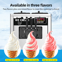 Machine à crème glacée commerciale Gongly 110V, 3 saveurs, machine à glace molle, nettoyage automatique, acier inoxydable, sirop de crème glacée à forte teneur en fruits