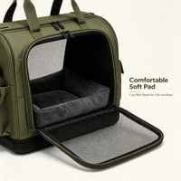 Sac de transport pour animaux de compagnie approuvé par les compagnies aériennes en polyester, fermeture à glissière, structure stable, fenêtre en maille respirante, pour chat et chien, voyage en avion et en voiture