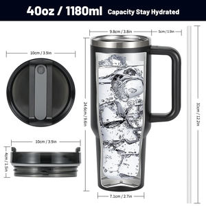 Vaso Térmico Simple de 40 oz con Tapa, Asa y Pajita, Botella de Agua de Acero Inoxidable con Aislamiento al Vacío de Doble Pared, Taza de Café Aislada para Viajes - Product Image 4