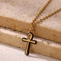 Collier Croix Ankh en Acier Inoxydable Plaqué Or, Étanche et Anti-ternissement, Tendance TikTok, par Fanhua Jewelry