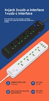 Nouvelle multiprise universelle avec ports USB, adaptateur secteur norme UE, quatre prises, interrupteur maître et câble de 2 mètres