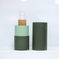 Flacon pompe à lotion en bambou avec tube en papier, contenant personnalisé pour toner de soin de la peau pour hôtel et voyage