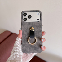 Étui de téléphone en cuir de luxe sans bordure avec anneau de transport pour iPhone 18 17 16 15 14 Plus 13 12 11, coque antichoc avec support