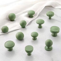 Poignées de meuble rondes en laiton massif couleur Morandi, sensation peau, vert, pour tiroirs - Grande Vente