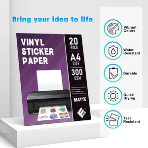 Tout nouveau brillant brillant holographique imprimable Waterpro feuille d'étiquettes Premium clair C papier autocollant en vinyle pour imprimante à jet d'encre A4