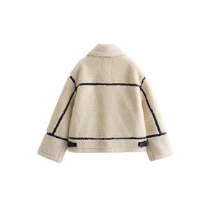 <span class=keywords><strong>LEA</strong></span> 2025 invierno nuevo abrigo de <span class=keywords><strong>lana</strong></span> de oveja cruda de tejido grueso suelto informal para mujer piel cálida - Product Image 2