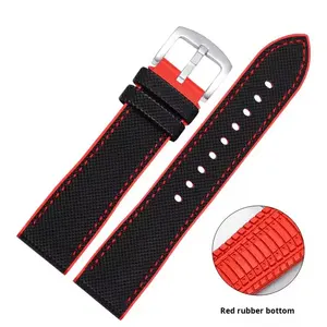 Adecuado para <span class=keywords><strong>Tissot</strong></span>, Mido, Omega, Seiko 20 22MM <span class=keywords><strong>Correa</strong></span> <span class=keywords><strong>de</strong></span> <span class=keywords><strong>reloj</strong></span> universal con suela <span class=keywords><strong>de</strong></span> goma con cara <span class=keywords><strong>de</strong></span> nailon para hombre - Product Image 6