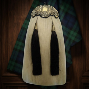 Accesorio para gaita de celtas de pelo de caballo, colgante escocés de cuero genuino para kilt, cantle metálico de tamaño largo - Product Image 1