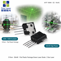 Diode laser verte SHARP GH15130D8C 515nm 30mW, boîtier plastique plat, pour alignement industriel, télémètre, projecteur d'étoiles