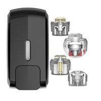 Wisekleen Distributeur de savon manuel mural en plastique PP/ABS 1000ml Têtes d'action remplaçables et distributeur de savon en bouteille rechargeable