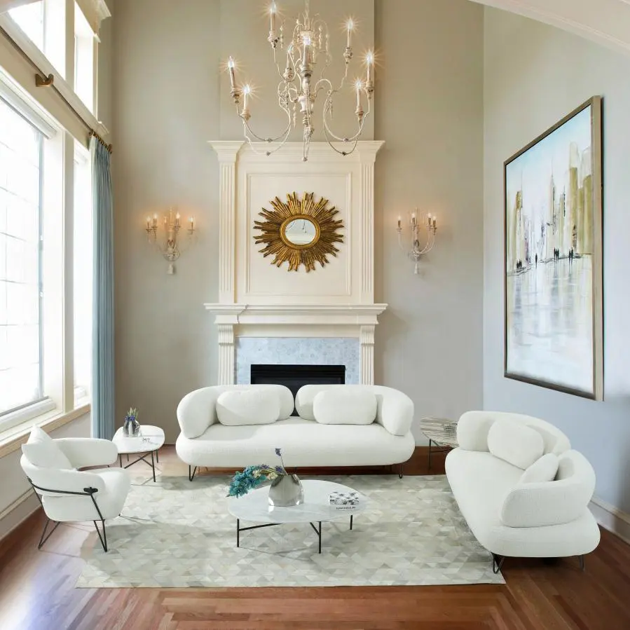 Modern yüksek kaliteli yeni tasarım yeni Model mobilya krem rengi Boston oturma odası kanepe