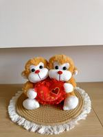 Muñeco de Peluche de 20 cm, Juguete de Peluche con Forma de Corazón, Regalo de San Valentín, Regalo de Boda, Mono Marrón, Oso Blanco