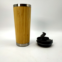 Gobelet écologique en acier inoxydable de 450ml tasse à café personnalisable avec couvercle au design classique en bambou