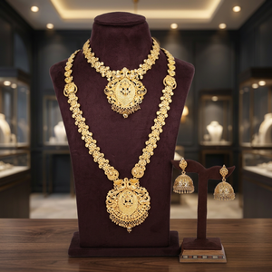 Wholesale Brass 14K/18K/24K Gold Plated Combo Forming <b>Long</b> <b>Necklaces</b> Earrings Traditional Wedding Jewelry Set Women's Fashion - Product Image 4