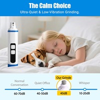 Lime à ongles pour chien multifonction rechargeable améliorée, silencieuse, avec lumière LED, faible bruit, 3 ports, professionnelle et tendance