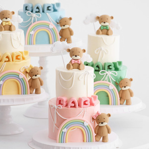 Nuovo stile in gomma morbida torta di orso carino decorazione fai da te Baby Shower Cake Topper - Product Image 2