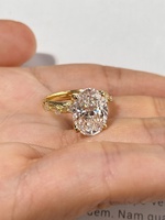Bague HELE ovale en diamant cultivé, sertie de griffes, synthétisée en laboratoire, faite à la main, haut de gamme, pour femme, en forme d'œuf de pigeon