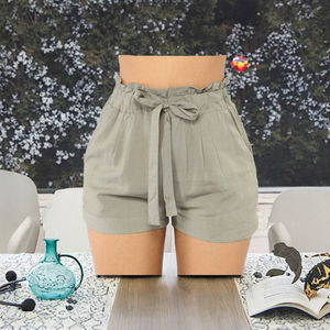 Shorts de plage d'été pour femmes, coupe classique, imprimé éléphant thaïlandais, taille haute, décontracté, respirant, 100% coton, avec cordon de serrage, longueur genou - Product Image 3
