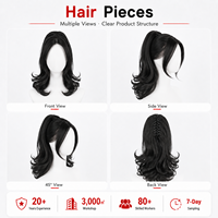 Vente en gros usine : Extension de cheveux queue de cheval à pince noire en fibre synthétique, postiche ondulé pour femme, usage quotidien
