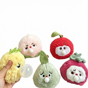 Squishies Giocattolo a Forma di Frutta (Pesca, Pera, Ananas, Litchi, Mangostano) Portachiavi Ciondolo Charm Fidget Toys Regalo Giocattoli di Peluche Ingrosso - Product Image 1