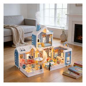 Casa de Muñecas con Piscina y Balcón, Juego de Simulación con Ascensor y Muebles, Regalo de Juego de Plástico Unisex para Niños - Product Image 2