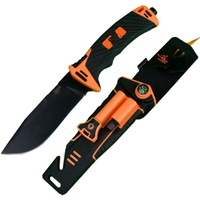 Faca de lâmina fixa preta com bainha abs, cabo de bushcraft, pesca, bowie, facas de caça de acampamento