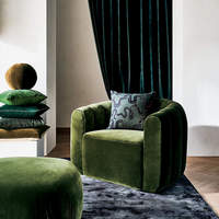 Fauteuil pivotant moderne en velours avec base en métal pour salon, salle d'accueil, mobilier de maison