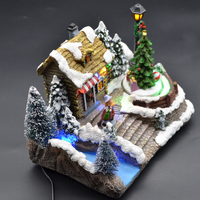 Nouveaux cadeaux 2021, grande musique, hiver, village enneigé, arbre de Noël, style maison, LED