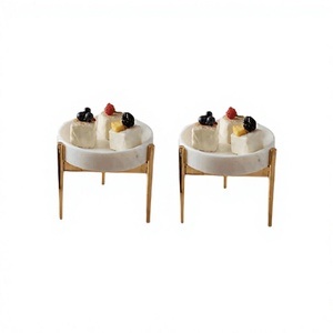 Set Of 2 <b>Marble</b> And Wood <b>Cake</b> Server With Premium Quality Customized Size Dessert <b>Stand</b> At Lowest Pricing - Product Image 1
