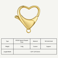 Connecteur de collier en forme de cœur VFOOK Findings, sans nickel, fermoir en or véritable 14K 18K pour travaux sur mesure