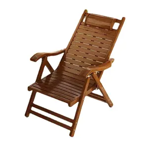 Factory Wholesale Bamboo Garden Sun Lounger Chairs Outdoor Foldable Chair With Footrest