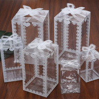 Boîte transparente en PVC pour emballage de cadeaux de mariage, de Noël, de gâteaux, de chocolats, de dragées, de bonbons, de pommes, pour événements