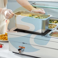 Bain-marie électrique professionnel 12 bacs en acier inoxydable, capacité 63,6 L, plage de température 30-80°C, pour cuisine commerciale
