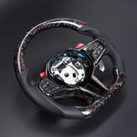 Volant en fibre de carbone forgée CS pour BMW, surpiqûres rouges, sport premium, forme D, amélioration de la prise en main, remplacement pour la plupart des modèles