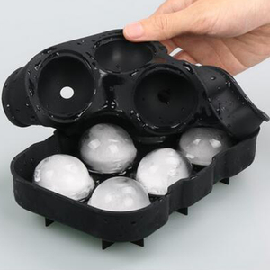 OEM Custom Plastic <b>Silicone</b> Ice Cube Tray 6 Cavity Round Ice Mold with Lid Ice Ball Maker Compression Molded - Product Image 2