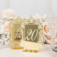 Numéros de table en acrylique miroir doré de forme spéciale de luxe personnalisés (11-20) signes de réception de mariage avec bordure en dentelle et supports