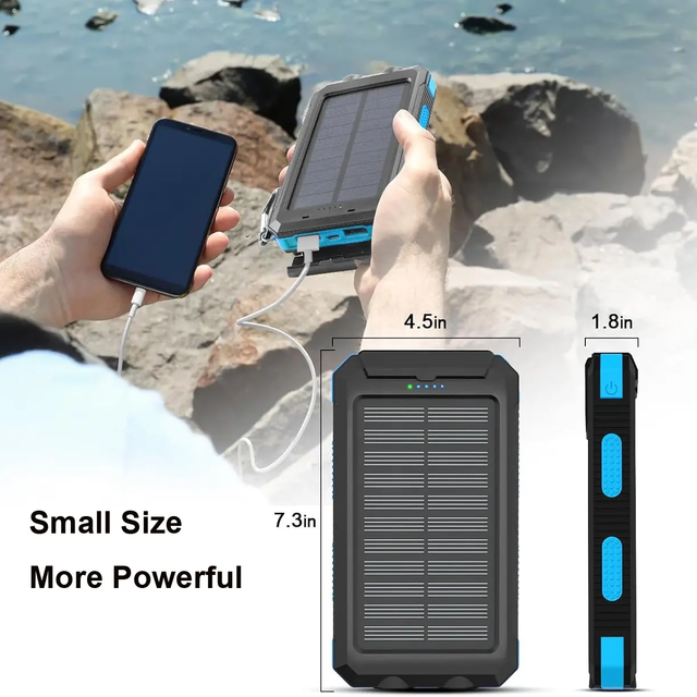 20000mah Battery Plastic Mobile Phones Devices Portable 4 in 1 Solar Energy Power Bank Waterproof Solar Power Bank Usb Charger