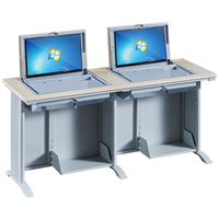Bureau d'ordinateur moderne pour salle de classe multimédia avec écran LCD rabattable et écran caché pour l'école et l'atelier