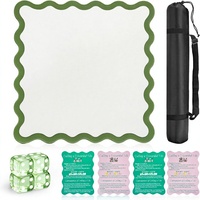 Tapis de table de mahjong en EVA festonné de 32,4 pouces, antidérapant, vert, avec 4 dés, cartes de jeu, sac de rangement, portable, facile à transporter