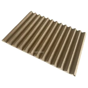 Modern Wood Grooved 3D Decorative Wood Carved Cladding Sheets Hotel slotted MDF Wall Panel