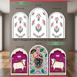 Juego de Arcos Reversibles Premium de 3 Piezas con Diseño Floral y Shrinathji Pichwai, Arco Decorativo de Vinilo de 6.5-7 pies para Bodas - Product Image 2