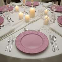 Assiettes de présentation en plastique PP de 13 pouces de haute qualité, motif personnalisé, luxe, durables, réutilisables pour mariages, anniversaires, hôtels, fêtes et événements