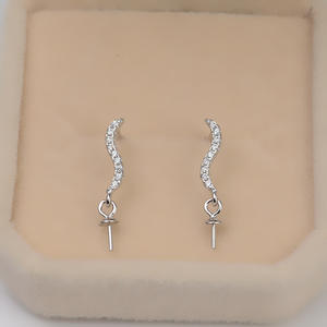 Boucles d'oreilles en argent S925 avec perles de 8-9 mm, JG5354, boucle d'oreille DIY et accessoires de support vide pour femmes, taille 4 mm - Product Image 3