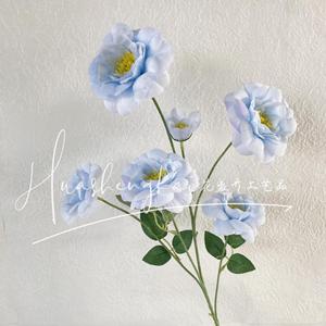 Fleurs artificielles HuaShengKai, roses bleues en soie, haute simulation, pour mariage et décoration intérieure, branche unique - Product Image 1