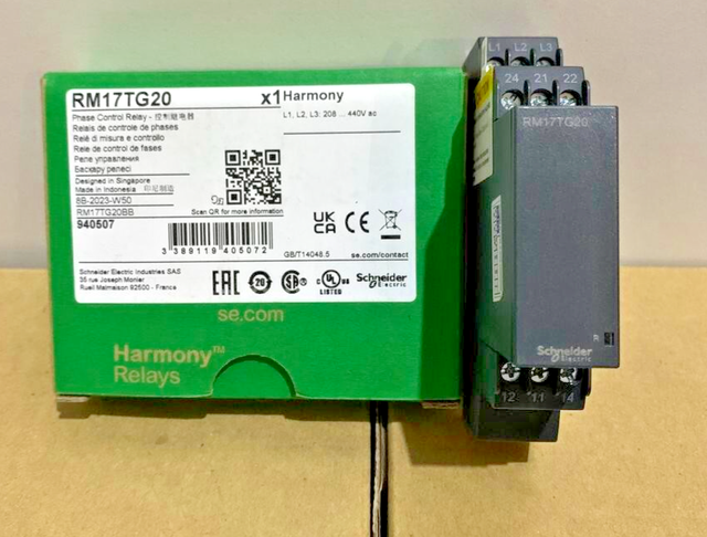1PC RM17TG20 Modular 3phase Supply Control Relay,5A,2CO, 20840VAC