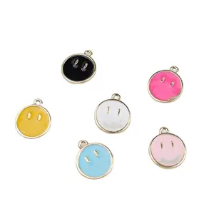 Enamel Plated Smile Face Charms For Necklace Bracelet Earring Pendant Jewelry Making DIY Earring Findings Wholesale