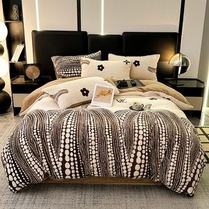 Set di biancheria da letto morbida in velluto soffice pelliccia sintetica 4 pezzi <span class=keywords><strong>lenzuola</strong></span> solide confezionate in poliestere per il letto delle ragazze - Product Image 1