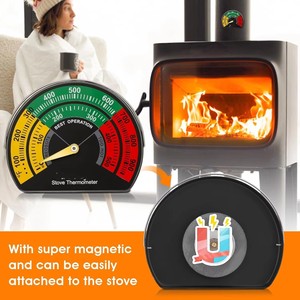 Thermomètre pour poêle à <span class=keywords><strong>bois</strong></span> avec grand cadran, thermomètre magnétique pour tuyau de poêle à <span class=keywords><strong>bois</strong></span>, gaz et granulés - Product Image 5