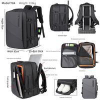 Zaino per Laptop da 15.6 Pollici Espandibile 8cm, Scomparto per Scarpe con Separazione Asciutto/Bagnato, Ricarica USB, Apertura a 180 Gradi, Idrorepellente