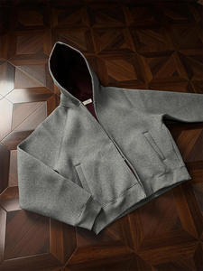 Sweat à capuche court de style américain pour homme, 350g, coupe ample, rouge <span class=keywords><strong>impérial</strong></span>, veste cardigan intérieure pour le printemps et l'automne - Product Image 3